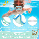 Vvinca 2 Pcs Kids-Swim-Goggles with Nose Cover, Swimming Diving Mask Wide View Anti Fog UV Anti Shattered Lens for Kids 3-6