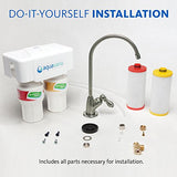 Aquasana Under Sink Water Filter System - Reduces PFAS, Lead, & Chlorine in Drinking Water - Under Counter Claryum Filtration for Kitchen - 2-Stage - Brushed Nickel Faucet - AQ-5200.55