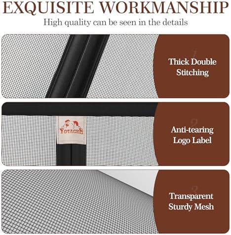 Yotache Fiberglass Magnetic Screen Door Fits Door Size 30 x 80, Screen Size 32" x 81" Double-Sewed, Close-Stitching, Top Anti-Tear, Heavy Duty with Full Frame Hook&Loop Strip Black