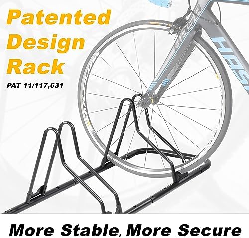 CyclingDeal Bike Rack Floor Parking Bike Stand for up to 6 Bicycles | Indoor, Home & Garage Storage Rack | Stable & Secure Bicycle Stand w/Tire Grooves Up to 29", Holding Plates & Custom Spacing