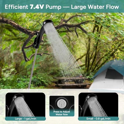 DR.PREPARE 4.5 Gallons Portable Shower for Camping, 17L Camping Shower with Pump, USB Rechargeable Battery, 2 Shower Heads, Large Water Flow, Portable Shower for Beach Hiking Outdoor, Pet Cleaning