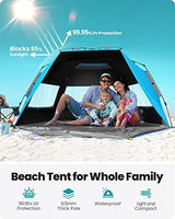 OutdoorMaster Beach Tent with Blackout Shelter Technology, Portable Beach Shade Sun Shelter Canopy for 4-6 Person with UPF 50+ UV Protection, Easy Setup Pop Up Tent Family Size
