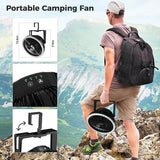 COMLIFE 10000mAh Camping Fan and LED Light - 8'' Rechargeable Battery Operated Tent for Hanging or Tabletop Use, Portable USB with Lights Car RV Outdoor Emergency Outage Hurricane, Black (F001)