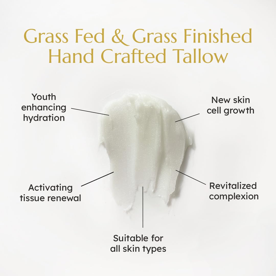 Krowa Night Face Balm - Grass Fed Tallow Cream w/Essential Oils. Growth Factors & Stem Cells for Natural Skin Rejuvenation. Collagen and Elastin to Boost Skin Renewal. Clean Beauty, No Additives