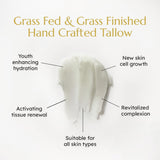 Krowa Night Face Balm - Grass Fed Tallow Cream w/Essential Oils. Growth Factors & Stem Cells for Natural Skin Rejuvenation. Collagen and Elastin to Boost Skin Renewal. Clean Beauty, No Additives