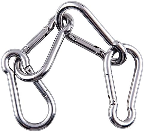 sprookber Stainless Steel Spring Snap Hook Carabiner - 304 Stainless Steel Clips, Set of 6