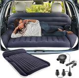 KMZ SUV Air Mattress with 2 Pillows – Thickened and Flocked Car Bed – Portable Travel Pad for Camping & Road Trips – Quick Inflate & Deflate with External Pump – Blue-Black and Cool Gray