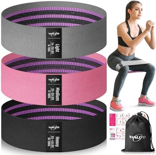 WALITO Resistance Bands for Legs and Butt, Fabric Exercise Loop Bands Yoga, Pilates, Rehab, Fitness and Home Workout, Strength Bands for Booty