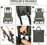 REALEAD Reclining Beach Chairs for Adults, Extendable High Back Beach Chair with Headrest and Cooler Pouch, 4-Position Lay Flat Folding Beach Chairs Heavy Duty Support 330LB