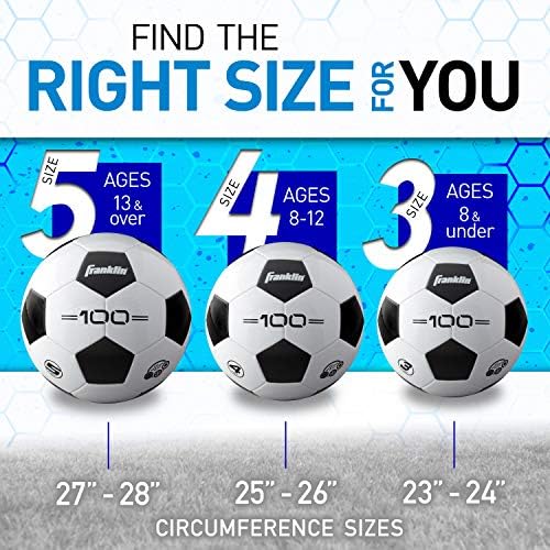 Franklin Sports Soccer Balls - Youth & Adult - Sizes 3, 4 & 5 - Single & Bulk Packs - Black & White