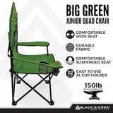 Black Sierra Folding-Lawn Chair for Camping, Beach, Backyard, Sporting Events. for Kids Ages 3-10. Comes with Cup Holder and Carry Bag. Portable-Chair for Travel, Supports 150 Lbs.