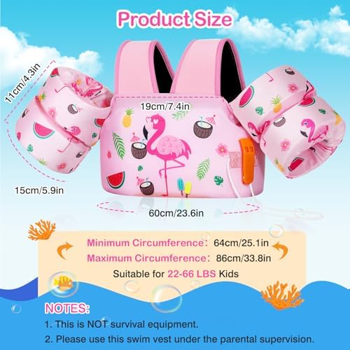 MoKo Toddler Swim Vest for Kids, 20-66 lbs, Arm Floaties with Adjustable Straps, Nylon Material, Swim Vest for Toddlers Learning to Swim