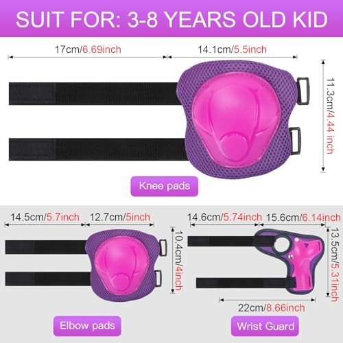 Kids Protective Gear Set Knee Pads for Kids 3-14 Years Toddler Knee and Elbow Pads with Wrist Guards 3 in 1 for Skating Cycling Bike Rollerblading Scooter