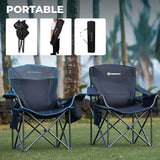 FUNDANGO Oversized Camping Chair for Adults, 550 Lbs Portable Folding Beach Fishing Lawn Chair with Cushion seat & Back, 4-can Cooler&Cup Holder, Carry Bag Included for Outdoor (Black)