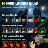 EGUKU Headlamp Flashlight, 2Pack Rechargeable LED Headlamps 1200Lumens 2 COB 260°Wide Beam Headlight with Motion Sensor Bright 18 Modes Lightweight Waterproof Head Lamp for Running, Camping Hiking