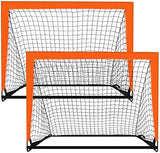 2 Pack 4’ x 3’ Size Portable Kid Soccer Goals for Backyard, Indoor and Outdoor Pop Up Soccer Goals, Orange, Theresduet