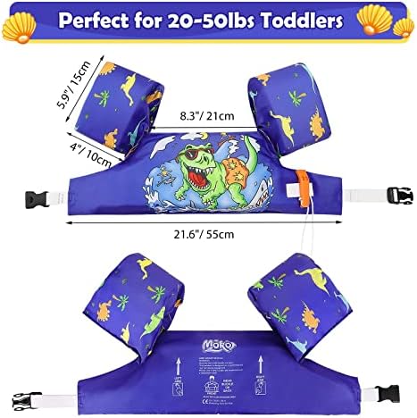 MoKo Toddler Swim Vest for Kids, 20-66 lbs, Arm Floaties with Adjustable Straps, Nylon Material, Swim Vest for Toddlers Learning to Swim
