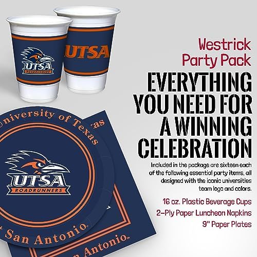Arizona Wildcats Party Supplies 48 Piece Officially Licensed University Set: 16 oz. Plastic Beverage Cups, 9" Paper Plates, Luncheon Napkins, Complete Party Supplies for 16 Guests by Westrick