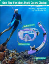 Snorkel Set Adults Snorkeling Gear Anti-Fog Panoramic View Swim Mask Dry Top Snorkel Kit with Carry Bag for Snorkeling Scuba Diving Swimming Travel