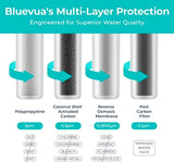 Bluevua RO100ROPOT 4-Pack Replacement Filter Set, Pack of 4 Filters: 1 PP, 1 CTO, 1 RO, 1 PCF