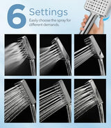 Filtered Shower Head - 6 Modes High Pressure Handheld Shower Head with Filter Mineral Beads, Detachable Handheld Showerhead Set with Stainless Steel Hose and Shower Arm Bracket