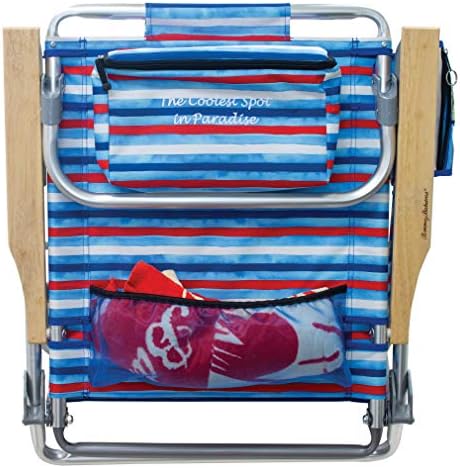 Tommy Bahama 5-Position Classic Lay Flat Folding Backpack Beach Chair, Aluminum , Red, White, and Blue Stripe