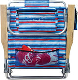 Tommy Bahama 5-Position Classic Lay Flat Folding Backpack Beach Chair, Aluminum , Red, White, and Blue Stripe