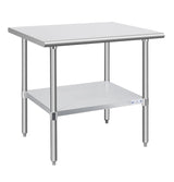 Hally Stainless Steel Table for Prep & Work 30 x 36 Inches, NSF Commercial Heavy Duty Table with Undershelf and Galvanized Legs for Restaurant, Home and Hotel