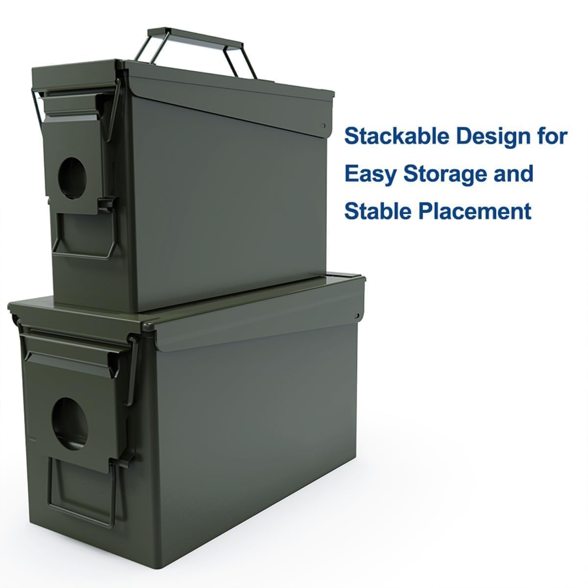 PATRON 50 Cal Ammo Can Metal 9mm Ammo Box Storage Crate Case for Shotgun Bullet Rifle Nerf Ammunition Waterproof Case-Gard Organizer Christmas Gifts for Men,Gift Boxes for Dad Husband Father (Green)