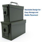 PATRON 50 Cal Ammo Can Metal 9mm Ammo Box Storage Crate Case for Shotgun Bullet Rifle Nerf Ammunition Waterproof Case-Gard Organizer Christmas Gifts for Men,Gift Boxes for Dad Husband Father (Green)