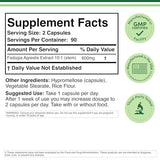 Fadogia Agrestis 600mg Per Serving (180 Capsules) Powerful Extract to Support Athletic Performance (Third Party Tested, Non-GMO, Vegan, Gluten Free) by Double Wood