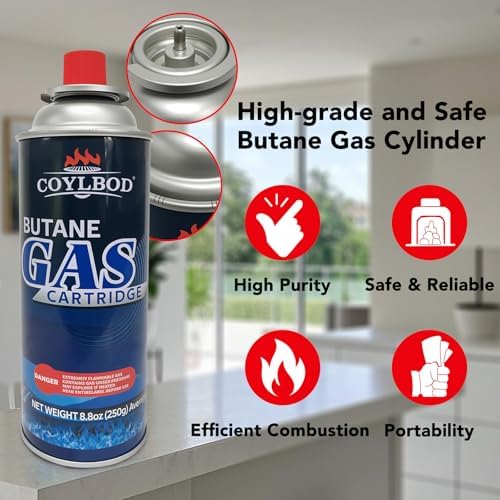 Butane Gas, Butane Fuel Canister, 99.99% Pure Butane Canister with Explosion Proof - RVR System, Butane Fuel for Camping Stove, Kitchen Torch Head (3 Can)