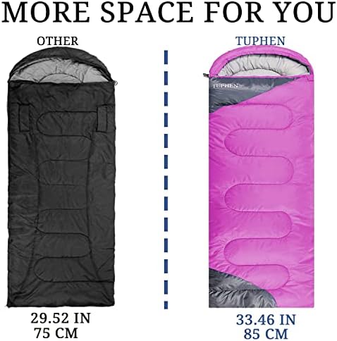 tuphen- Sleeping Bags for Adults Kids Boys Girls Backpacking Hiking Camping Microfiber Liner, Cold Warm Weather 4 Seasons Indoor Outdoor Use, Lightweight & Waterproof