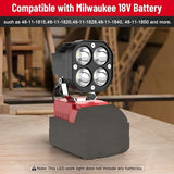 2 Packs LED Work Light Compatible with Milwaukee 18V Battery, 40W 6000LM Flashlight,18V Battery Cordless Work Light 120°Adjustable with Low Voltage Protection for Outdoors Job Site Lighting