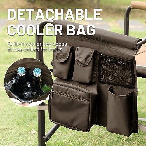 TIMBER RIDGE XXL Upgraded Oversized Directors Chairs with Foldable Side Table, Detachable Side Pocket, Heavy Duty Folding Camping Chair up to 600 Lbs Weight Capacity (Brown) Ideal Gift
