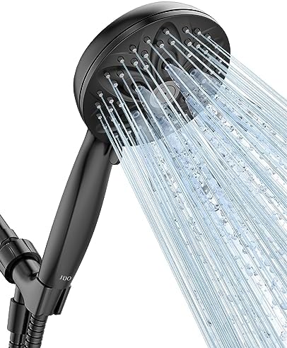 JDO Shower Head with Handheld, High Pressure Handheld 6 Settings, Detachable Shower Head Set with Stainless Steel Hose and Shower Bracket (Matte Black)