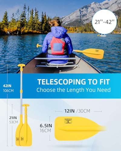 OCEANBROAD Telescoping Emergency Paddle 21''-42''/26''-54'' Aluminium Shaft for Kayaing Boating Canoeing River Tubing
