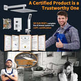 SR SUN RISE SRSH-F5043 Bathroom Luxury Rain Mixer Combo Set Wall Mounted Rainfall Shower Head System Polished Chrome, (Contain Faucet Rough-in Valve Body and Trim)