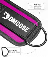 DMoose Fitness Ankle Straps for Cable Machines - One Size Fit with Premium Padding, Glute Kickback Ankle Strap for Women & Men, Cable Attachments for Gym, Booty Workouts, Leg Extension & Hip Abductors