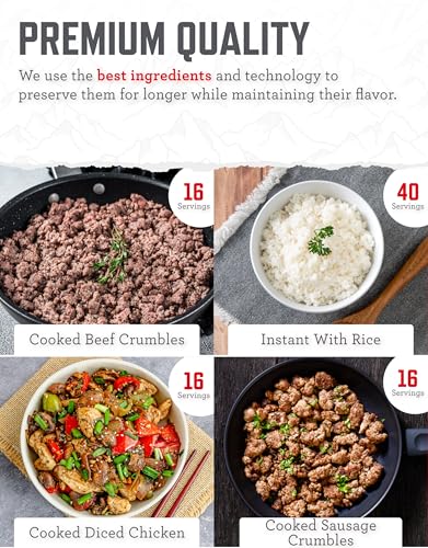 READYWISE - Chicken, Beef, Pork & Rice Emergency Food Supply Bucket, Freeze-Dried Survival Meals, Camping & Hiking Essentials, Long Term Meal, 48 Meat & 40 Rice Servings, Up to 25 Year Shelf Life
