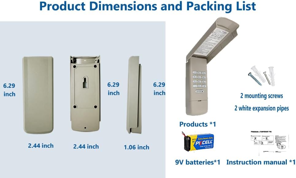 Universal Garage Door Opener Keypad for Liftmaster Chamberlain Craftsman Wayne Dalton Openers Produced since 1993, Wireless Keypad Keyless Entry, Replaces 877/878MAX 377/977/877/66LM,Safe Security+2.0