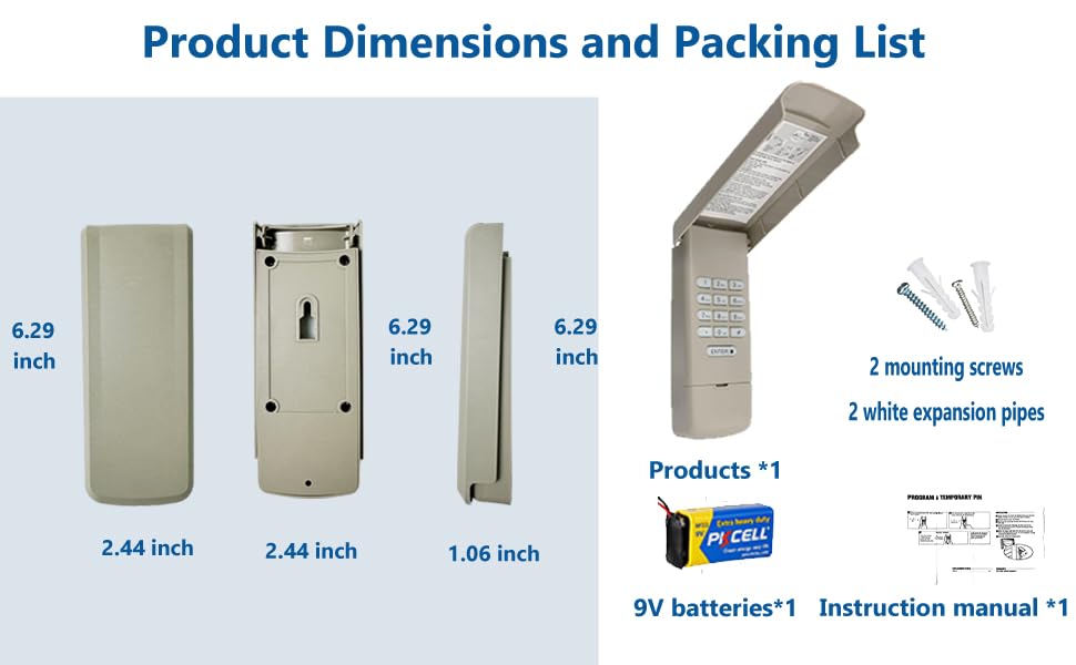 Universal Garage Door Opener Keypad for Liftmaster Chamberlain Craftsman Wayne Dalton Openers Produced Since 1993, Wireless Keypad Keyless Entry, Replaces 877/878MAX 377/977/877/66LM, Safe Security