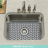 AWOKE Sink Protectors for Kitchen Sink | 18.2"x 12.5" Kitchen Sink Mats for Bottom of Kitchen Sink | Sink Inserts for Kitchen Sink of Stainless Steel Sink | Center Drain (Grey)