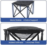 Padded Camping Stool, 18 Inch Oversized Camping Foot Rest, 500lb Camping Chairs Outdoor Footstool Portable Camping Ottoman for Camping Gardening Fishing w/Storage Net Carry Bag (2, Black)