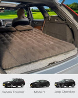SUV Air Mattress, Inflatable SUV Mattress Bottle and Phone Holder Thickened Flocking & PVC Surface Car Air Mattress with Electric Air Pump Travel Mattress for Car Camping Road Trip (Black)