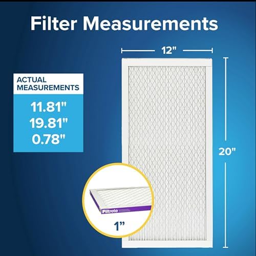 Filtrete 12x20x1 AC Furnace Air Filter, MERV 12, MPR 1500, CERTIFIED asthma & allergy friendly, 3 Month Pleated 1-Inch Electrostatic Air Cleaning Filter, 2-Pack (Actual Size 11.81x19.81x0.78 in)