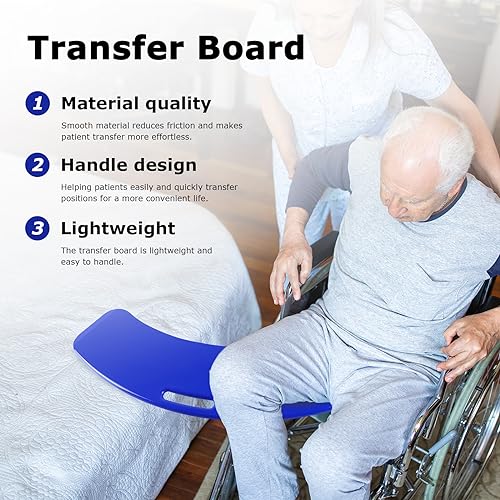 YHK Sliding Transfer Boards, Sliding Boards to Transfer to Wheelchairs, Seniors from Bed to Chair, Car, Slide Assist Device, Sliding Boards Hold up to 320 lbs (Blue)