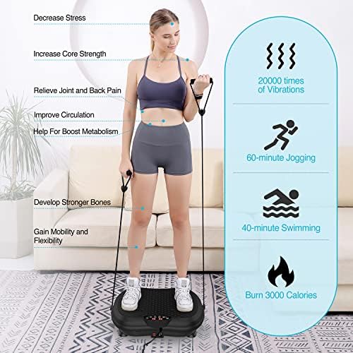 AXV Vibration Plate Exercise Machine Whole Body Workout Portable Mini Vibrate Fitness Platform Lymphatic Drainage Machine for Weight Loss Shaping Toning Wellness Home Gyms Workout (Mini)