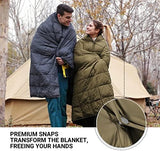 KingCamp Down Camping Blanket - Lightweight, Multifunctional Quilt for Camping with Snap Button, Portable for Stadium, Travel, Airplane, Picnic, Indoor & Outdoor, Provides Warmth