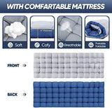 HAITRAL Portable Camping Cot with Mattress - Outdoor Folding Heavy Duty Sleeping Bed with Side Pocket for Adults - Oxford Single Lounge Chaise for Camping Tent Beach Office Max Load 300 LBS (Grey)